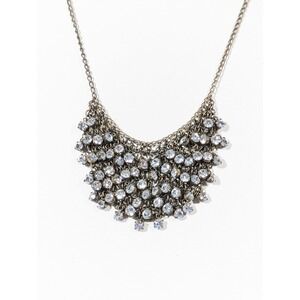 J.Crew Bronze Tone Rhinestone Charm Bib Mesh Necklace 20 in